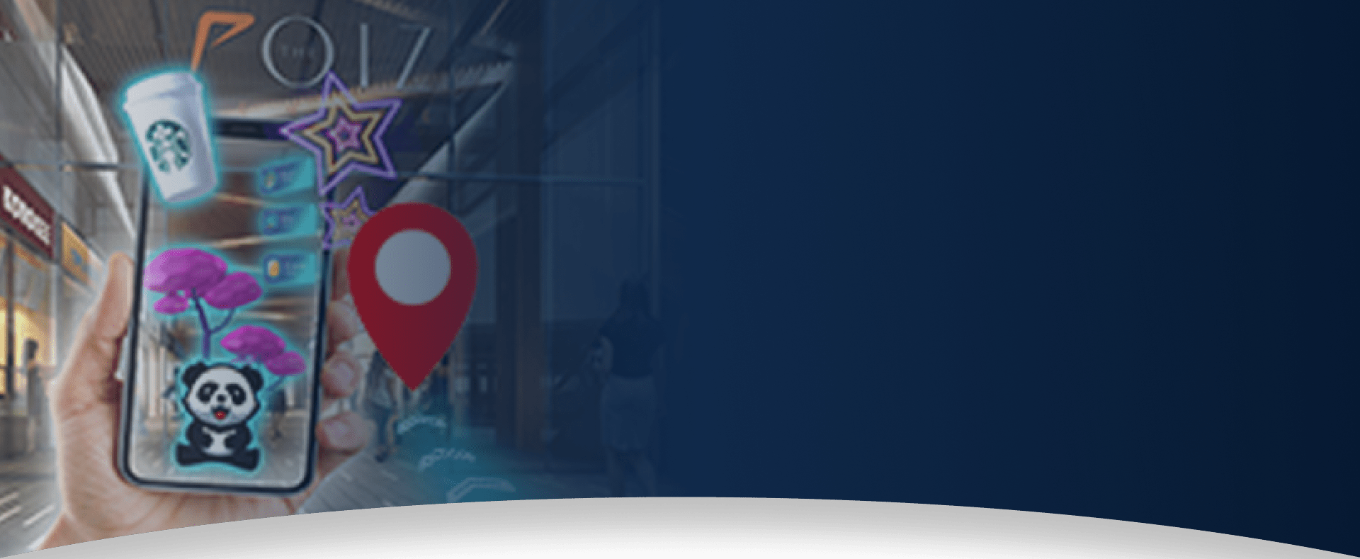 decorative curved blue background