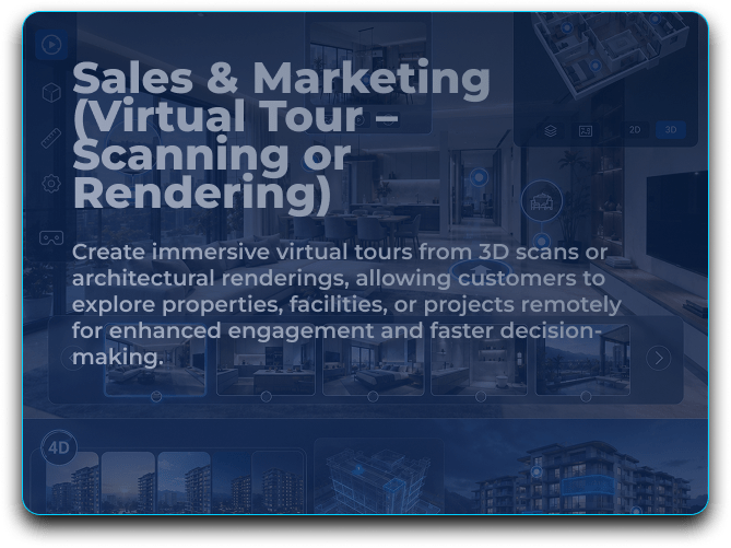 Sales & Marketing (Virtual Tour – Scanning or Rendering)